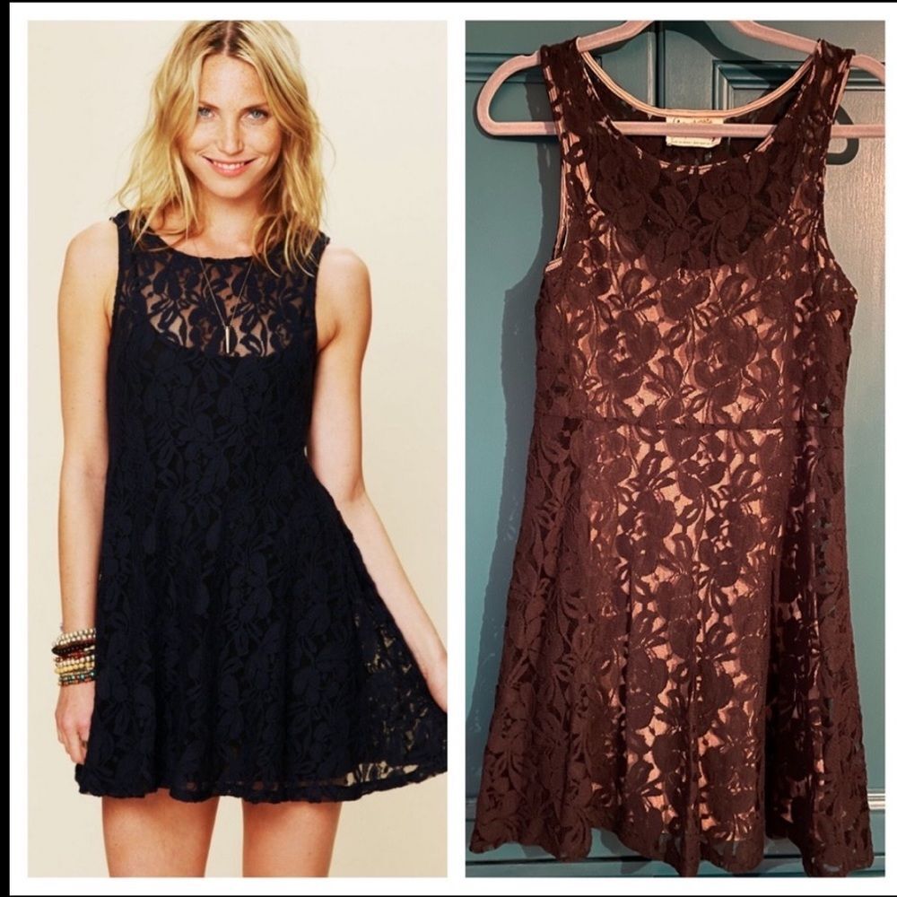 Free People mini slip dress lace dress Sz medium